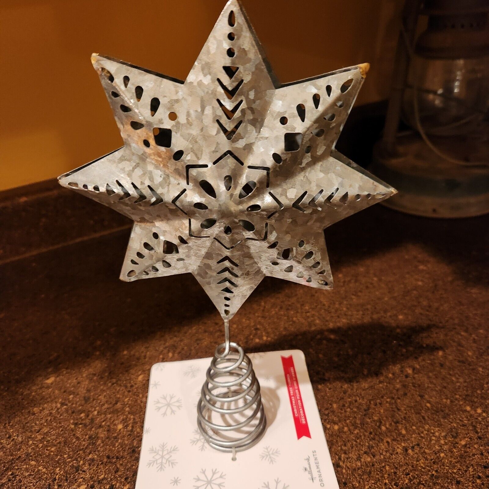 Hallmark galvanized Metal Coil Spring Christmas Tree Topper 2022 Snowflake Star