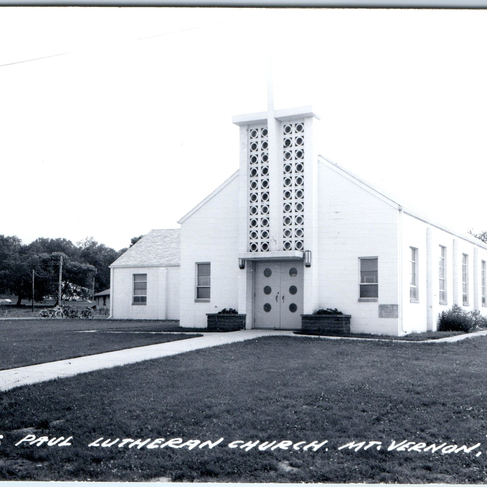 c1950s Mt. Vernon, IA RPPC St. Paul Lutheran Church Chapel Car Real Photo A108