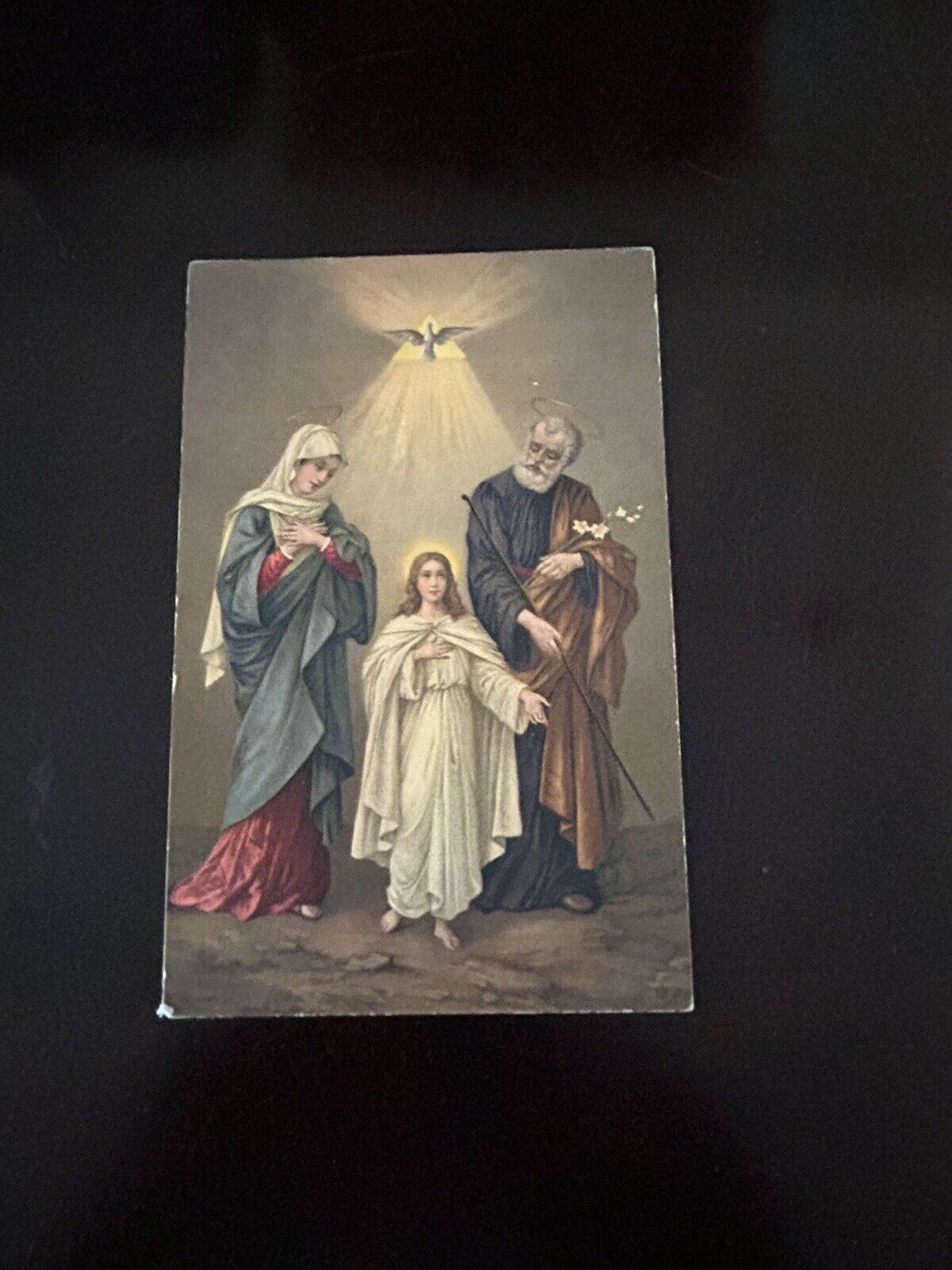 Holy Family Postcard Mary, Jesus, Joseph & Dove SWISS Vintage