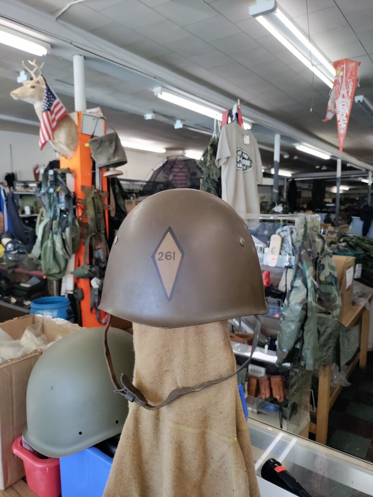 ITALIAN STEEL M-33 HELMET, LINER, & CHINSTRAP WITH INSIGNIA