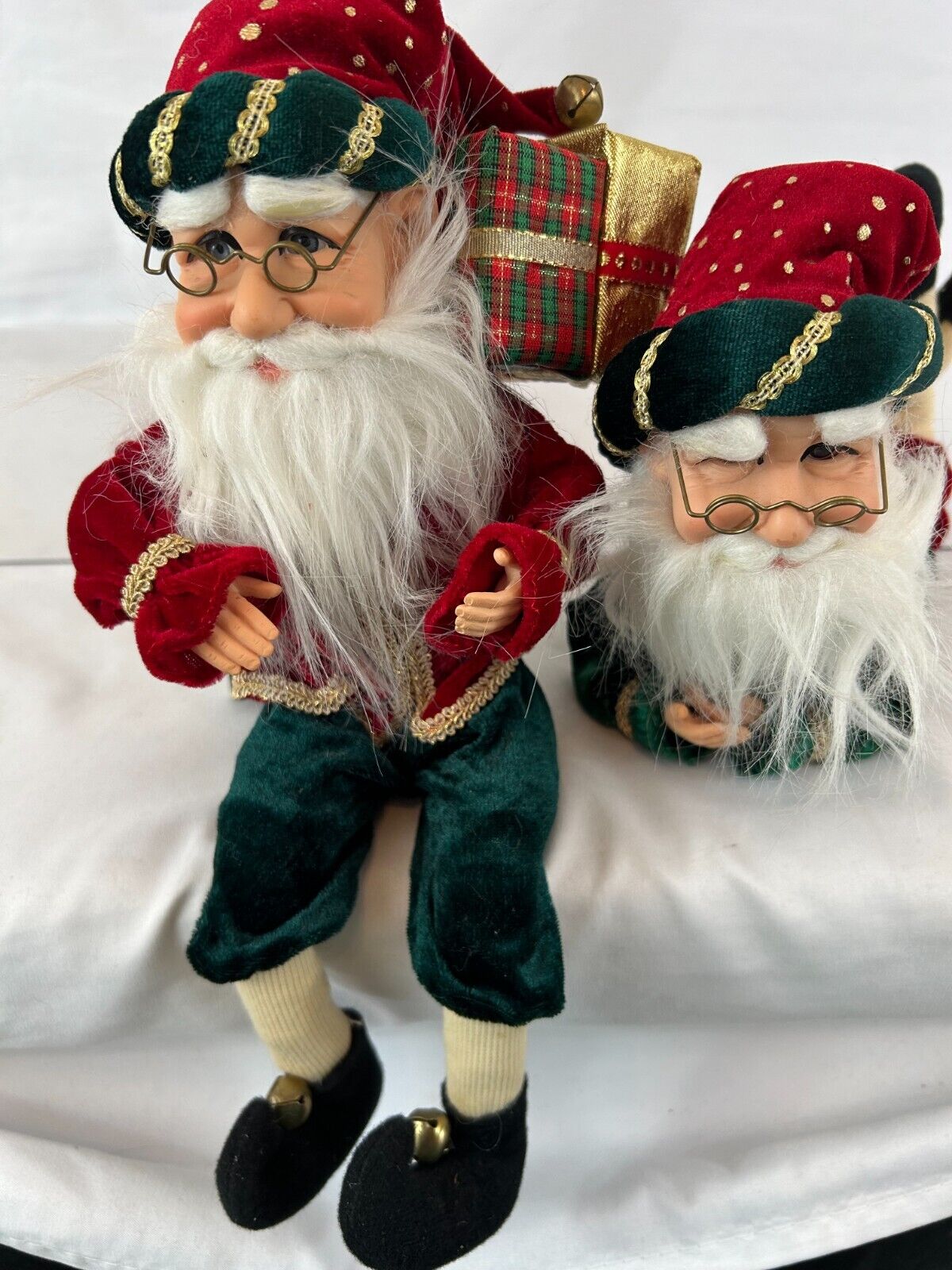 Crakewood Collection by Karen Didion 2 Santa Figurine Lying & Sitting Size 11\