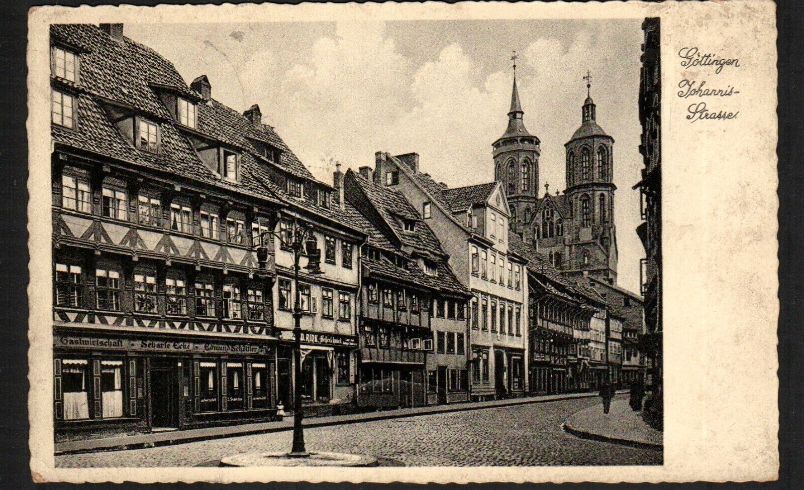 Old Postcard 1934 Gottingen Johannis Strasse Switzerland Street View 1934