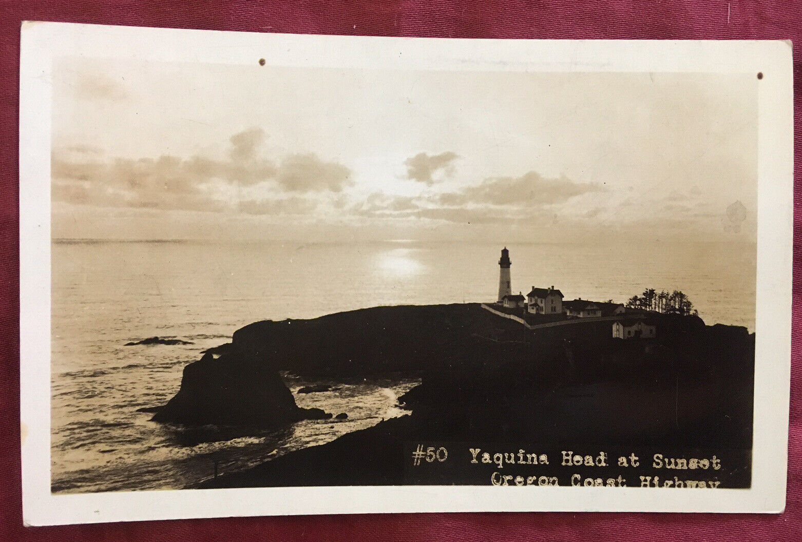 RPPC Yaquina Head Lighthouse Oregon Coast OR antique real photo postcard 1934
