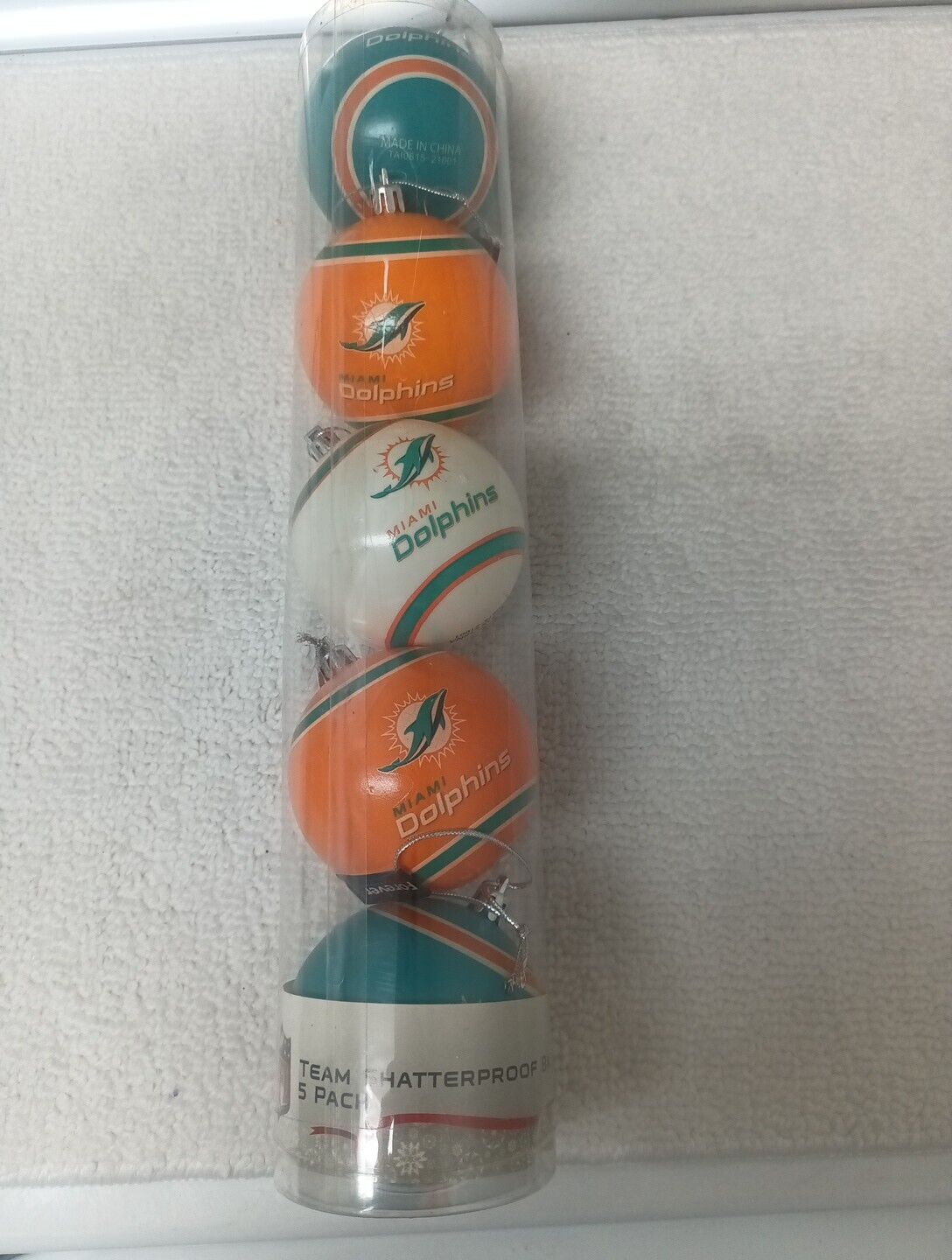 Miami Dolphins Christmas Tree Ornaments Five Pack