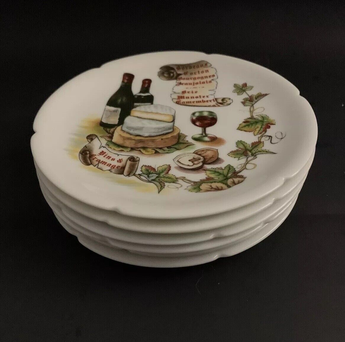 Rochard Limoges France Canape Wine Cheese Plates 5 5/16\