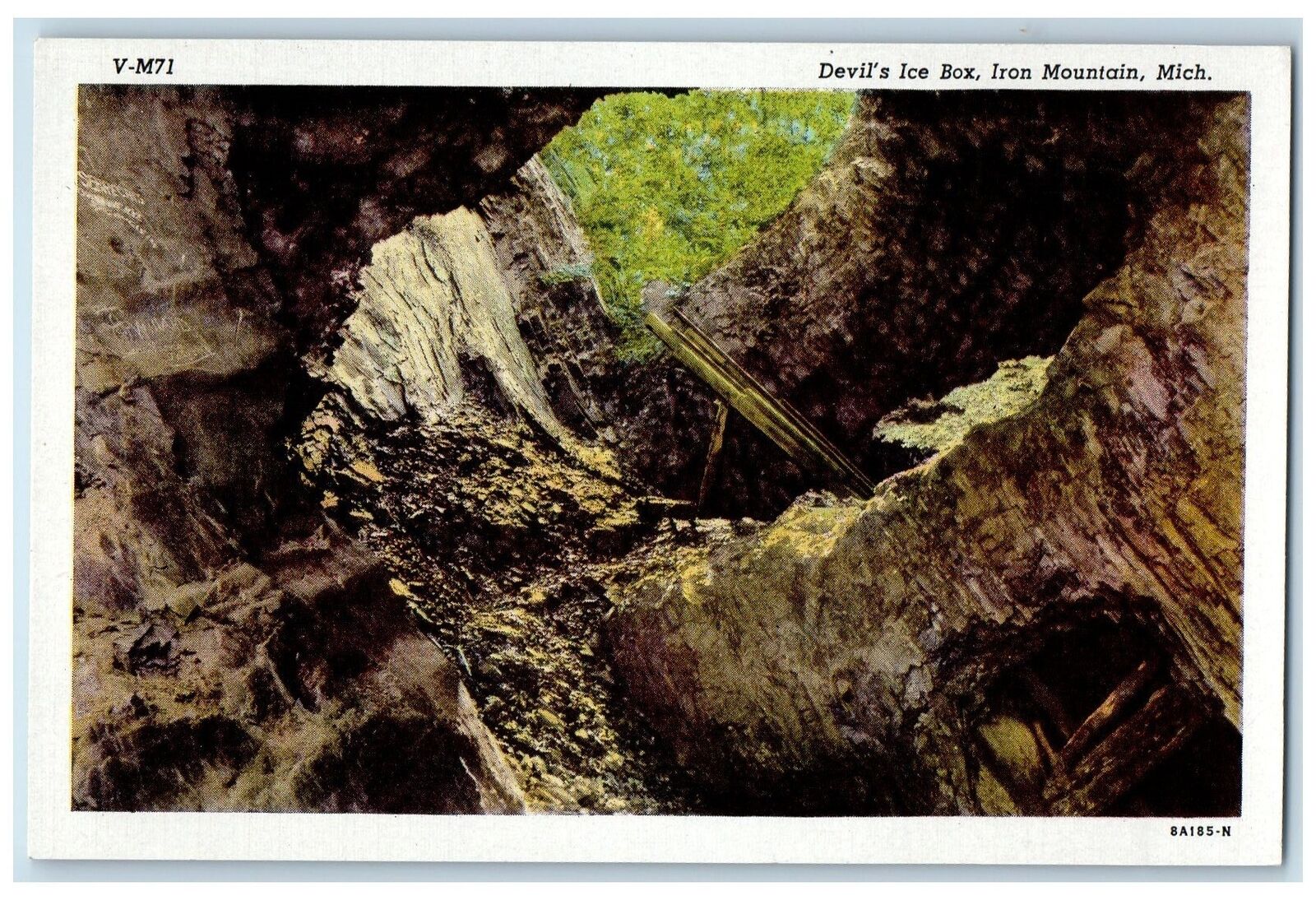 c1960s Devil's Ice Box Rocks Scene Iron Mountain Michigan MI Unposted Postcard