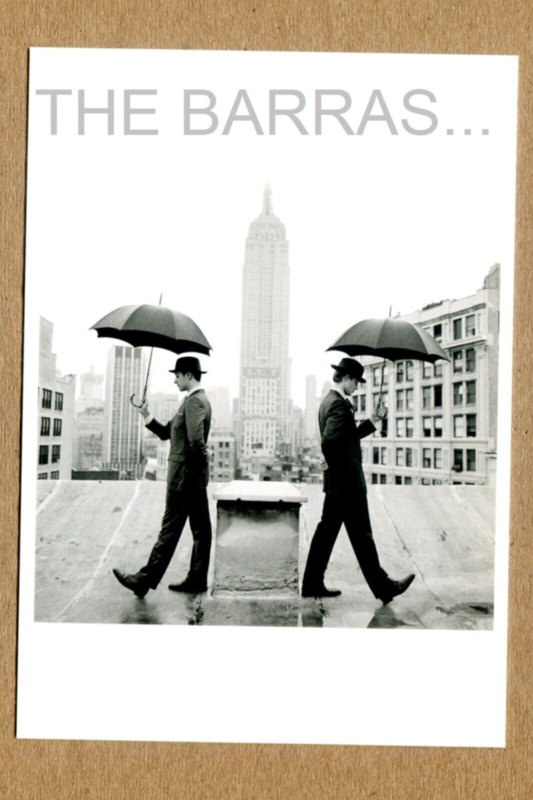 RODNEY SMITH, Reed & Nathan with Umbrellas on Rooftop, NEW YORK. 2011 POSTCARD