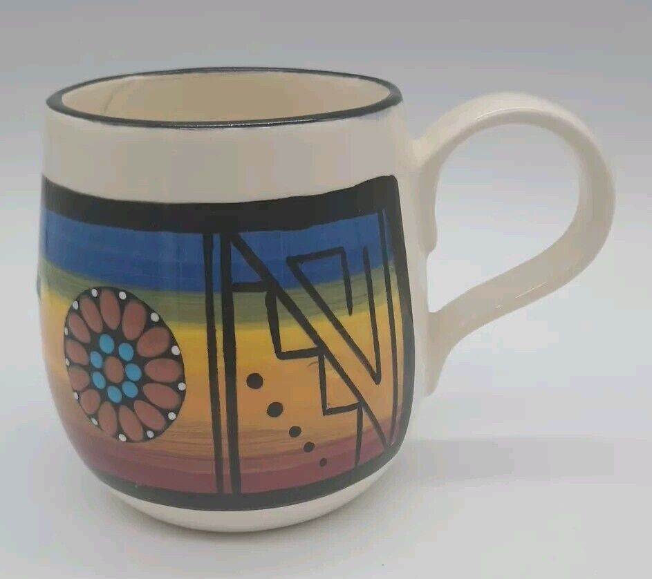 Vintage Navajo Rainbow Mug Signed Lee