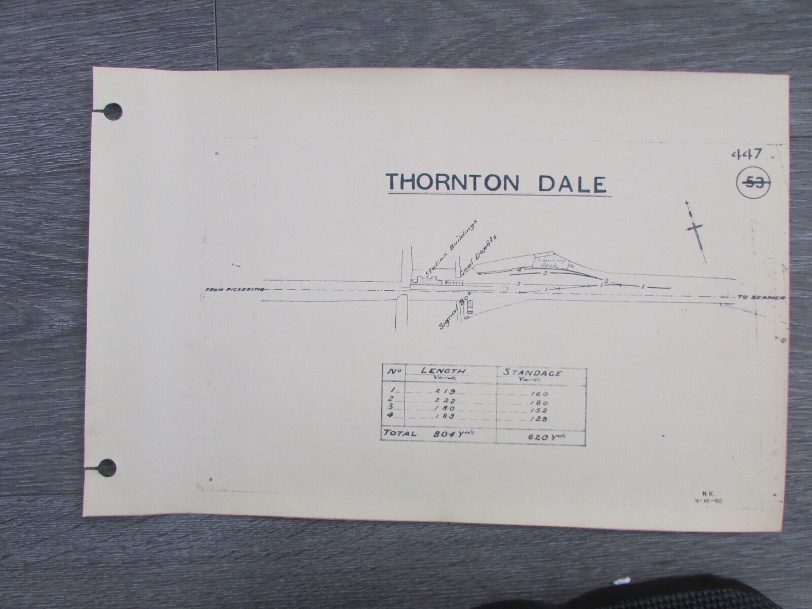 Thornton Dale 1905 Railway Sidings Plan Diagram Pickering to Seamer LNER Line