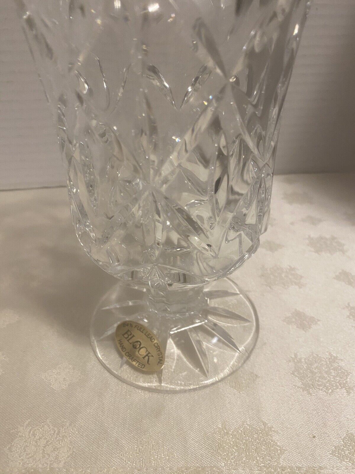 Block 24 % Full Lead Crystal Beautiful Heavy 7 In  Candle Holder