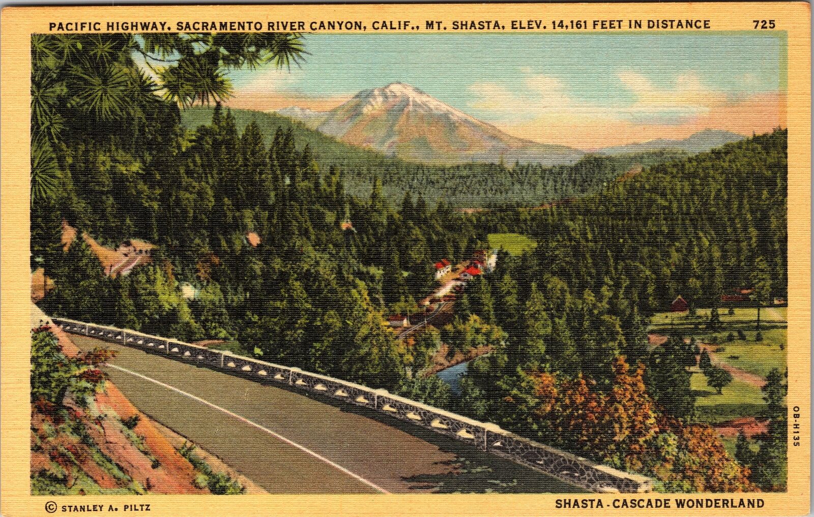 Sacramento CA-California, Pacific Highway, Canyon, Vintage Postcard