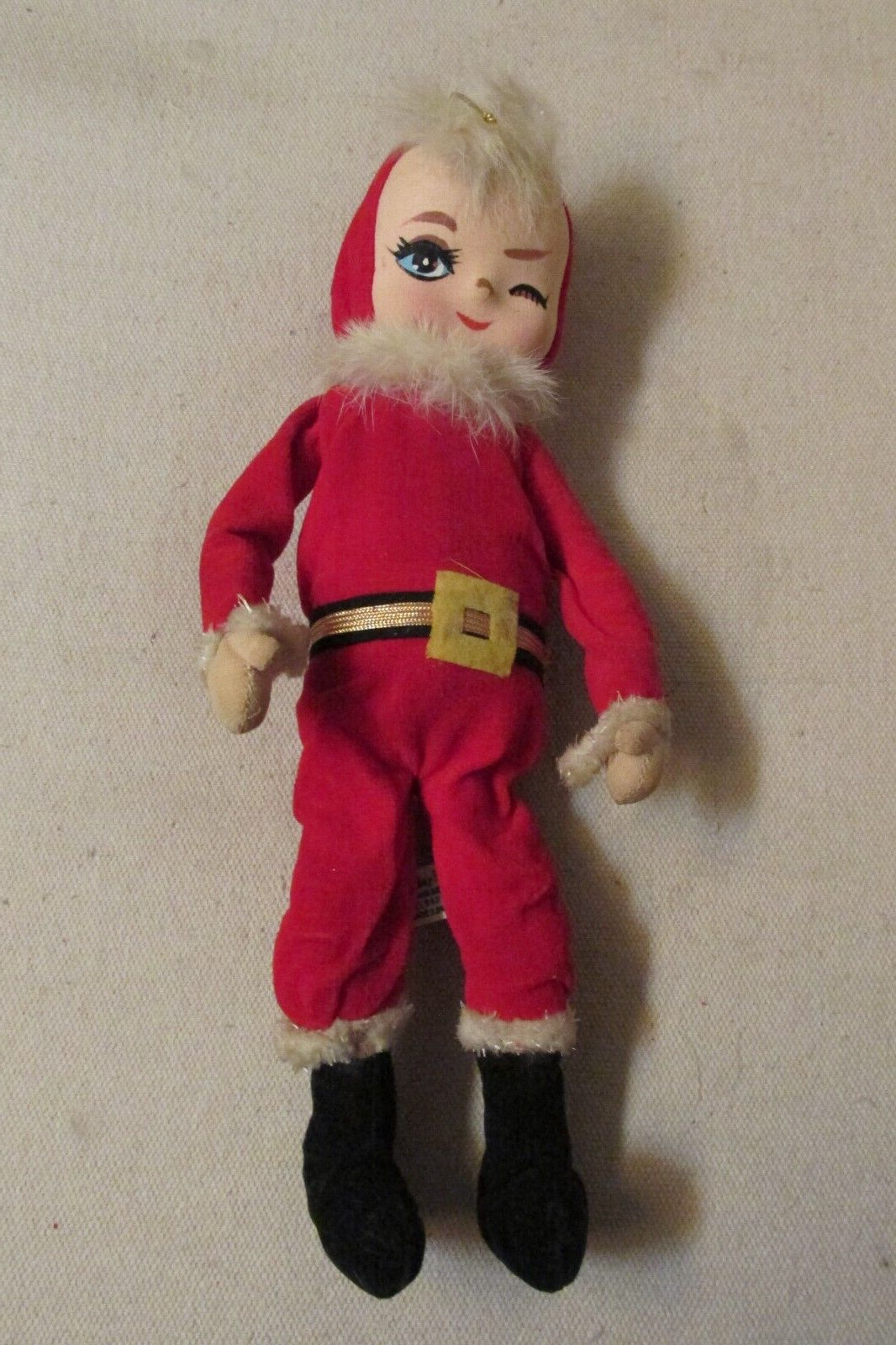 VTG 1963 Holiday Fair Christmas Winking Stockinette Face Pixie Girl Doll Japan