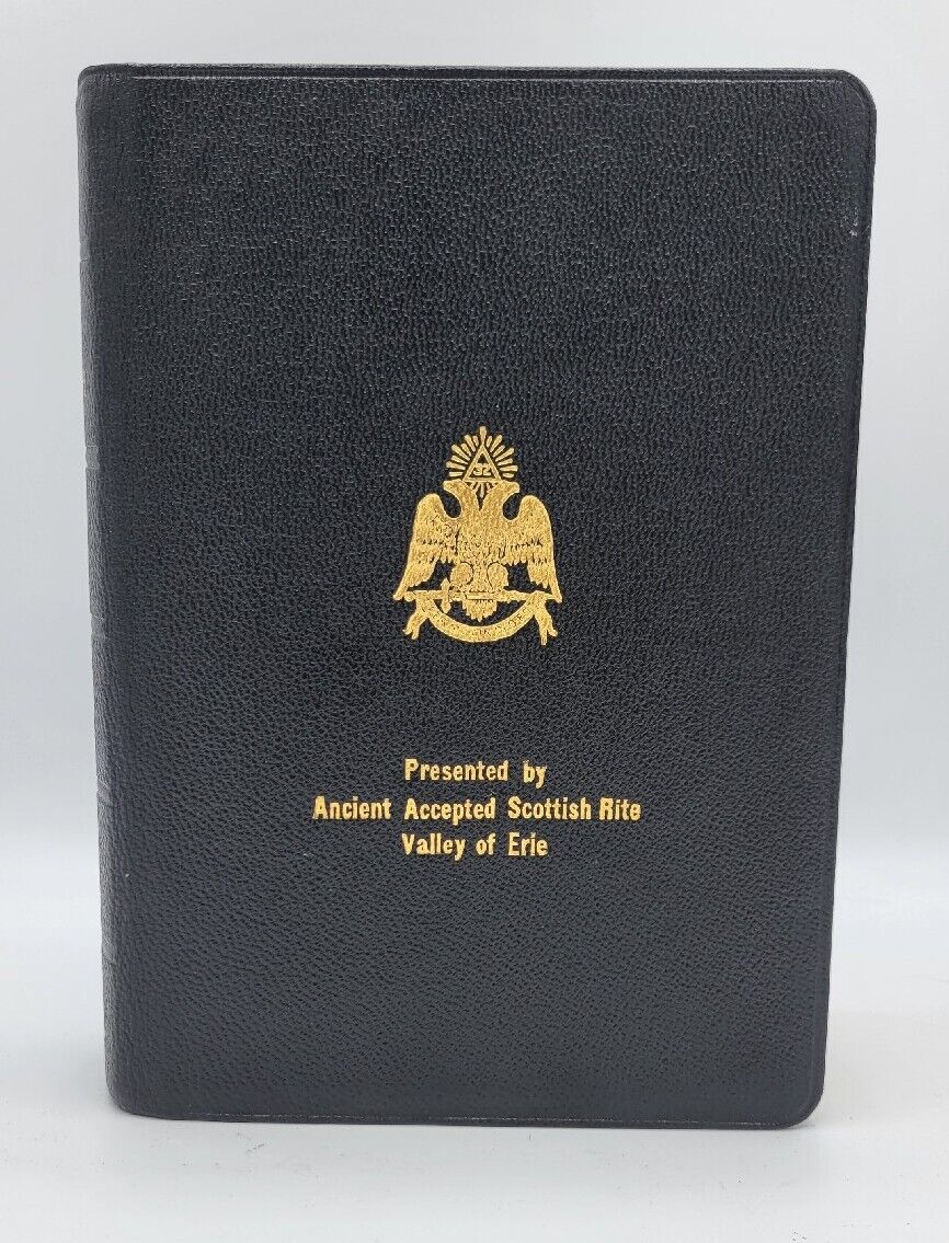 VTG Holy Bible 1957 PA Ancient Accepted Scottish Rite Freemasonry Black Gilded 