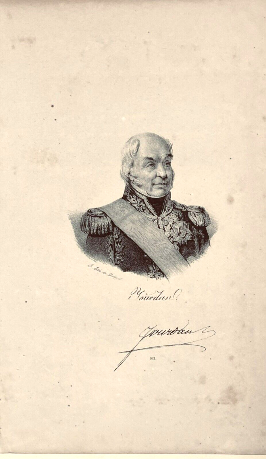 Napoleon’s Marshal Jean Baptiste Jourdan 19th Century Lithograph