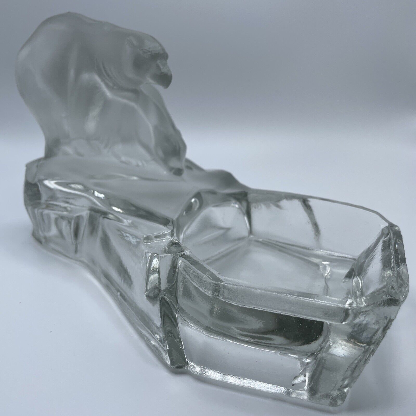 ART-DECO Polar bears Tray Ed.  Karel Zentner glass 1930s Bohemia *imperfections