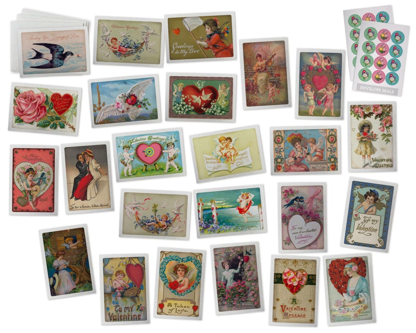 Vintage Love Messages Valentine\'s Note Cards - 24 Antique Valentines Cards wi...