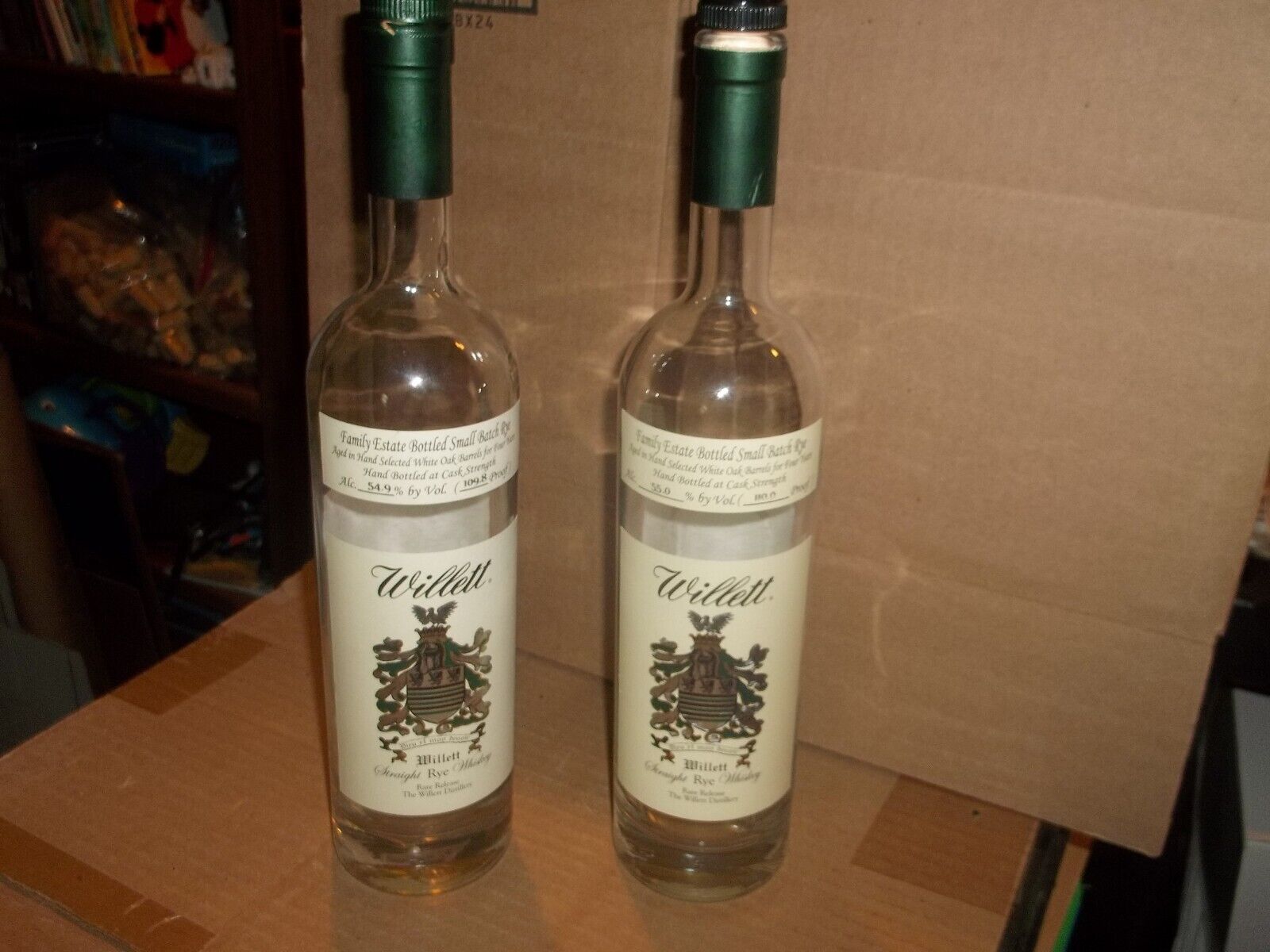 WILLETT Family Estate  4 Year Straight Rye Whiskey 109.8 proof - 2 Empty Bottles