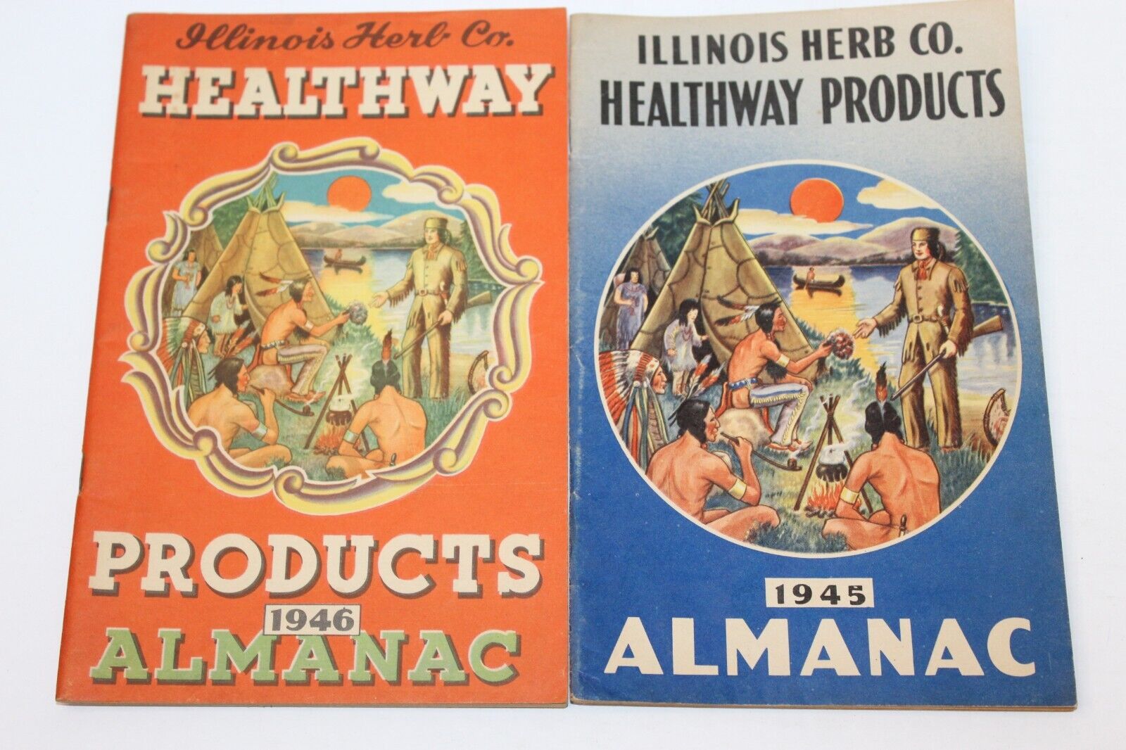 Lot of 2 1940s Illinois Herb Co. Healthway Products Almanac  1945, 1946