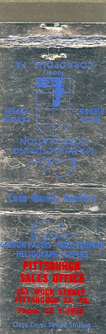 Coco Pittsburgh Sales Office, Pittsburgh, Pennsylvania Matchbook