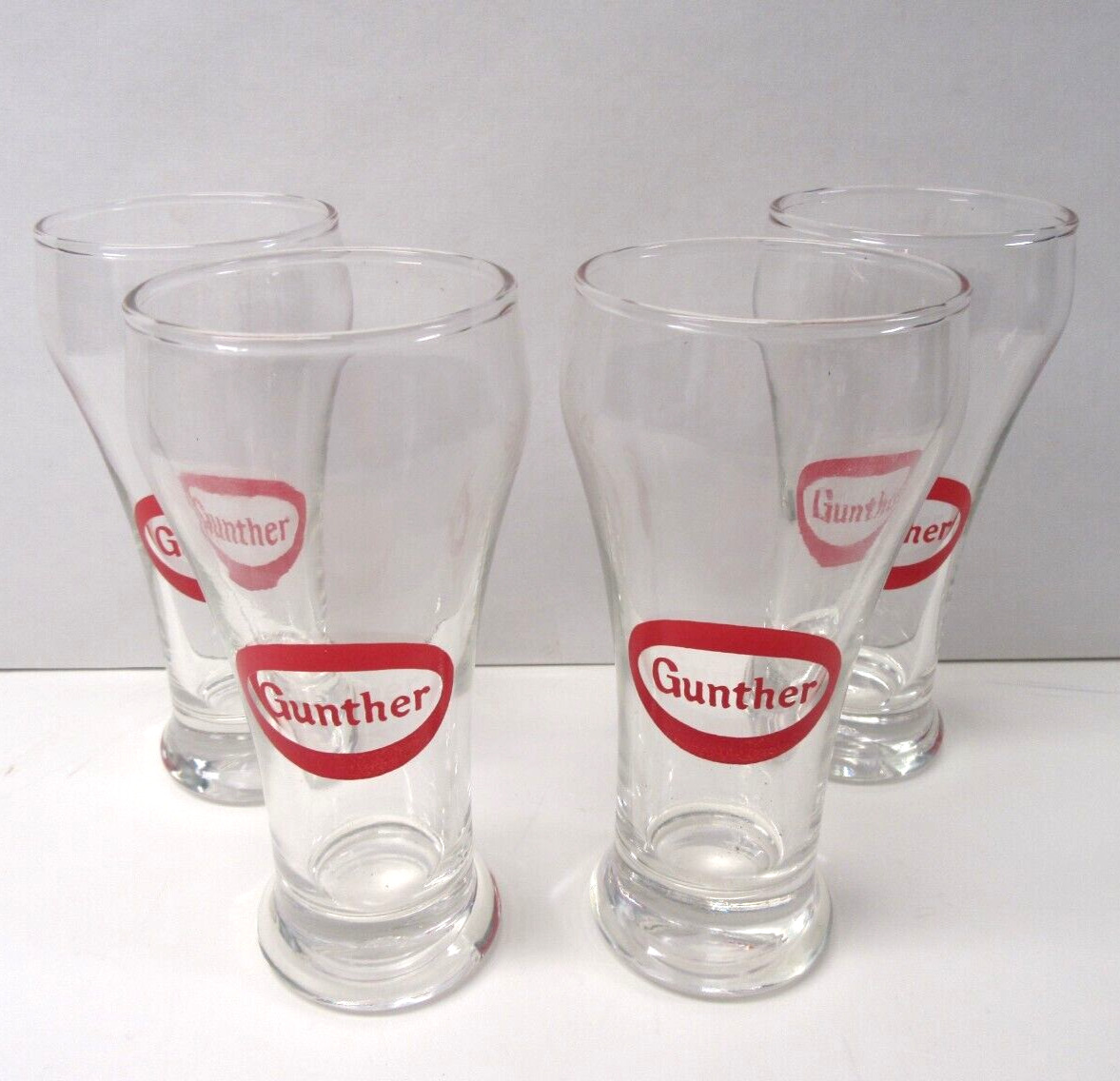 Vtg Gunther Beer Bar Glasses Set Of 4 1959 N.O.S. Never Used See Pics