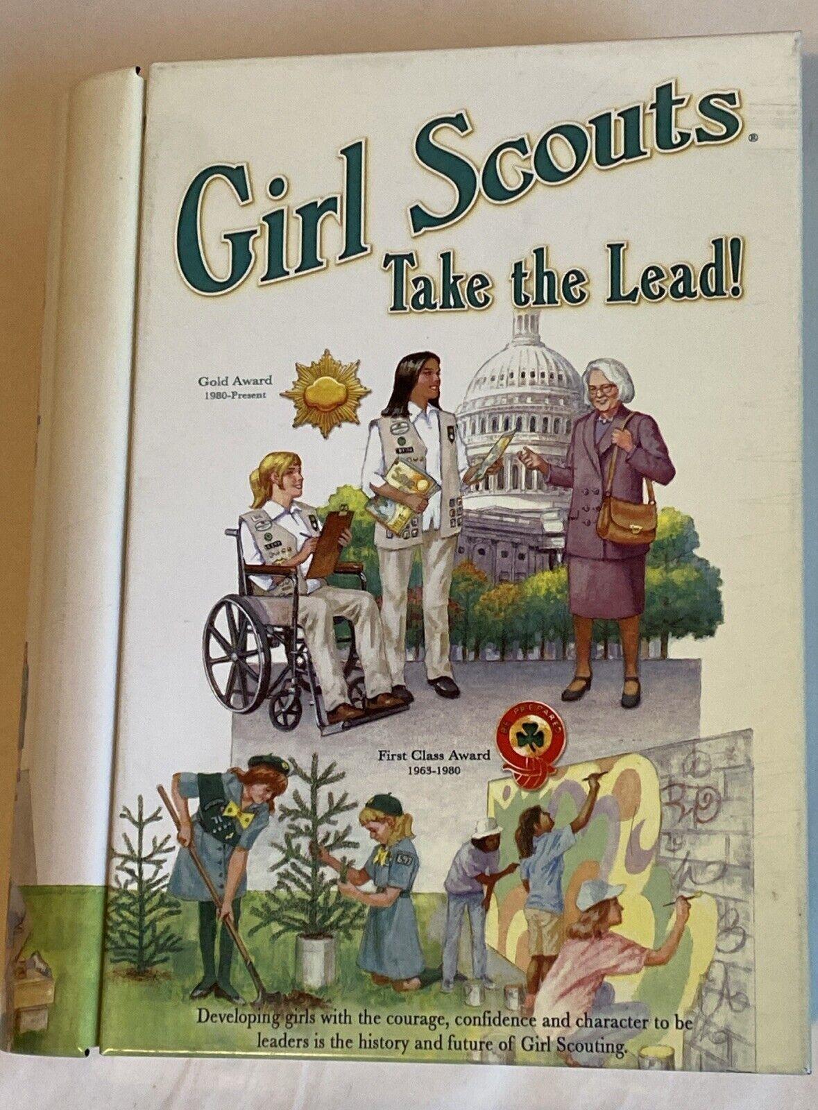 Girl Scouts Take the Lead Book Style Tin EMPTY Vintage Very Good Condition