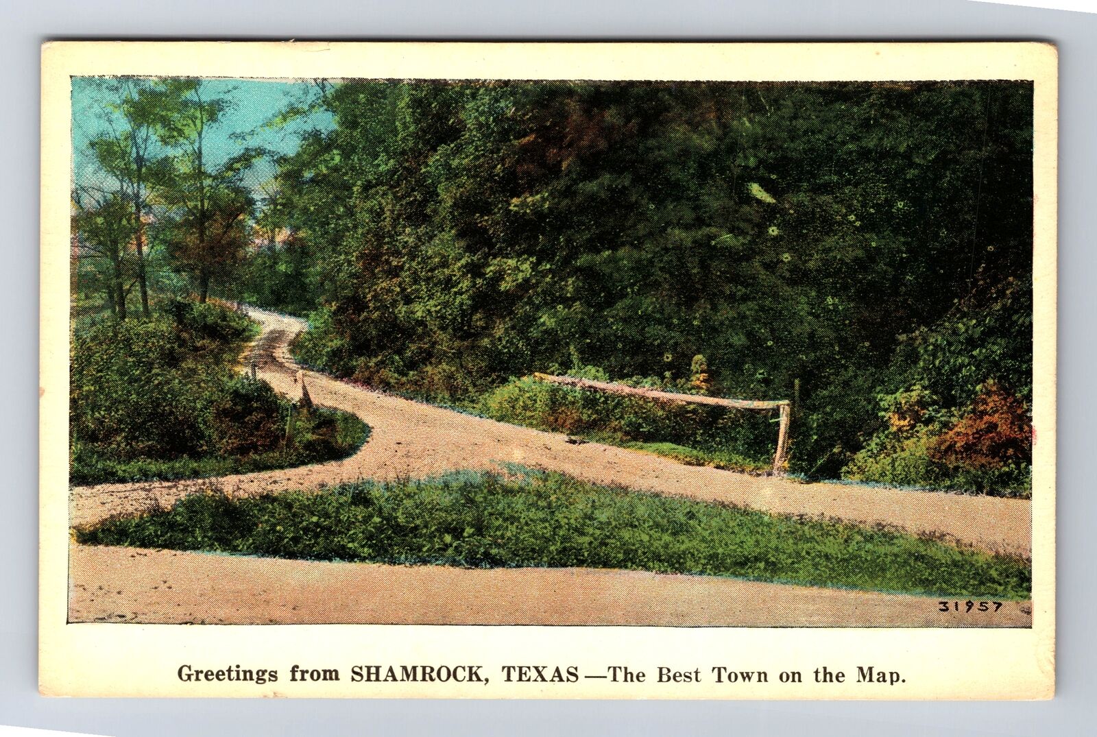 Shamrock TX-Texas, General Scenic Greeting Country Road Antique Vintage Postcard