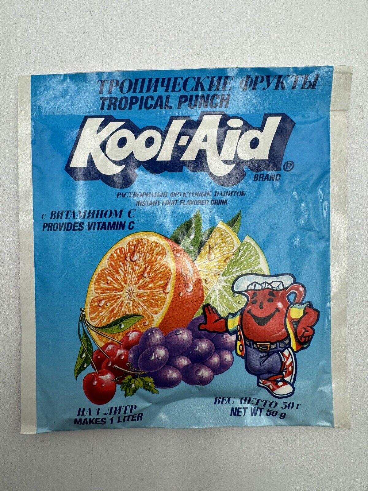 Vintage 90s Kool-Aid Tropical Punch Russian Packet RARE NOS