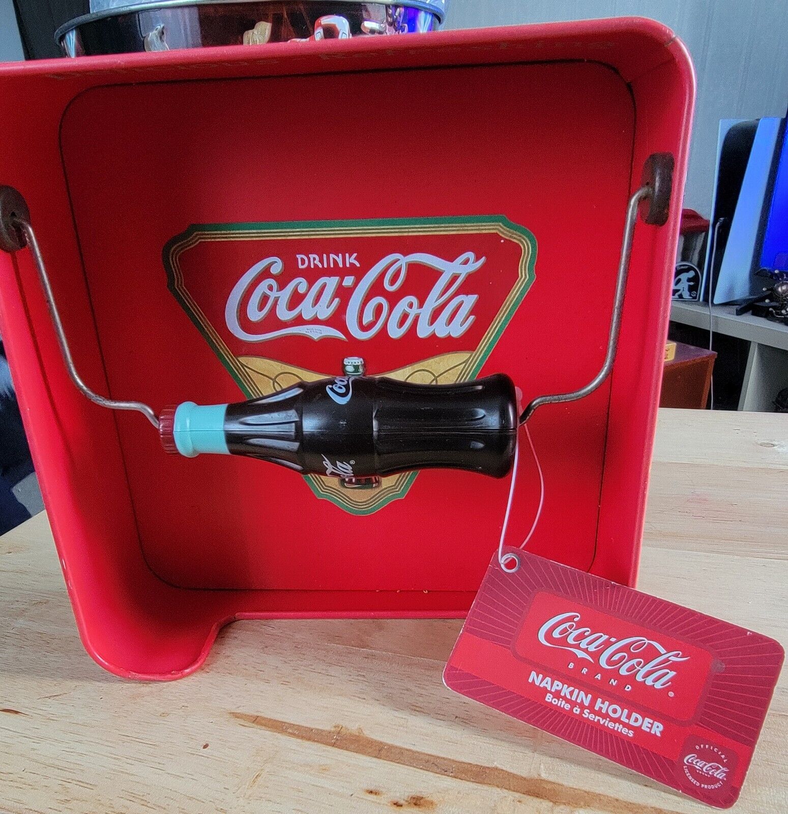 Coca-Cola Coke Tin Flat Napkin Holder Dispenser