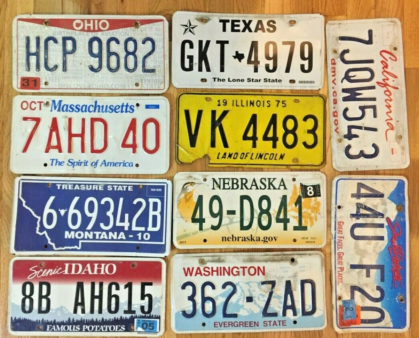 Pack of 10 Craft Condition License Plates from 10 States for Art Projects
