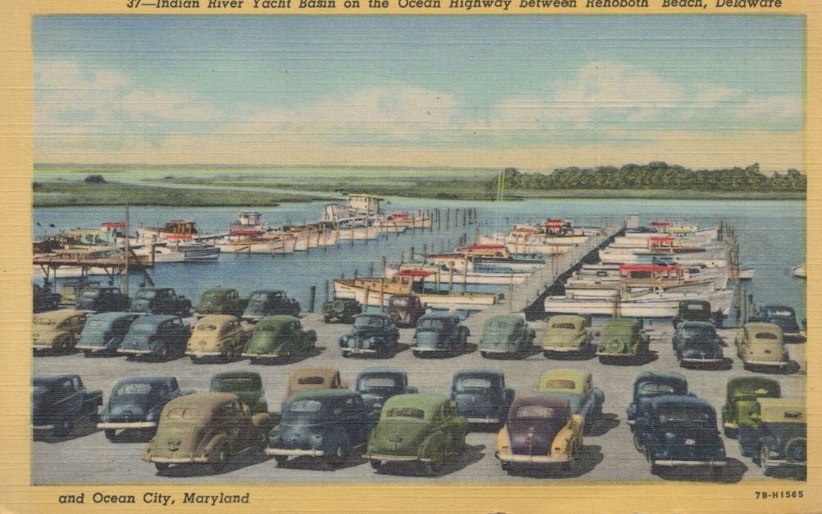Postcard Indian River Yacht Basin Ocean Highway Rehoboth Beach DE Delaware 