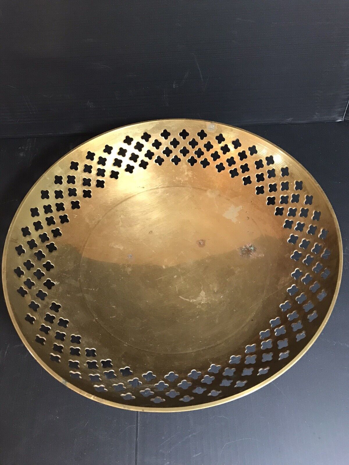vintage brass decorative pedestal bowl