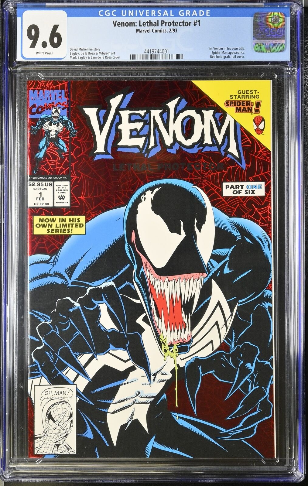Venom: Lethal Protector (1993) #1 CGC NM+ 9.6 White Pages Red Foil Variant