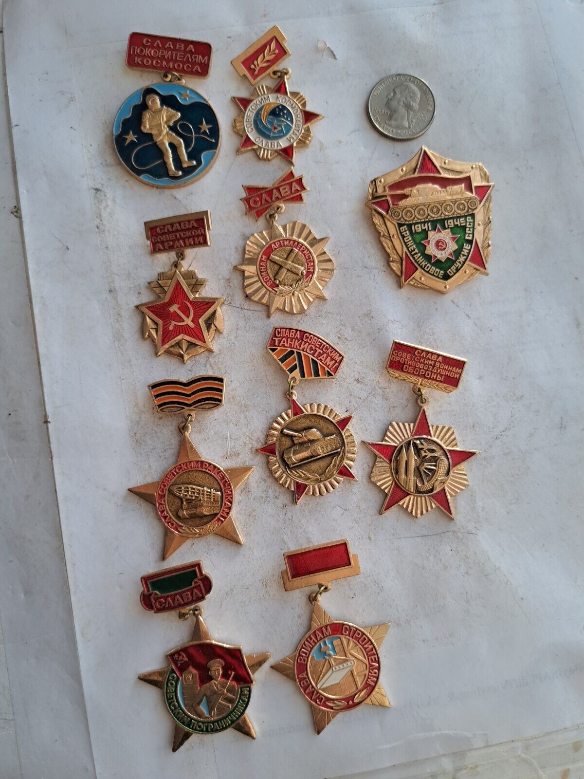 Lot Of 10 Soviet Era Military Pins. USSR.