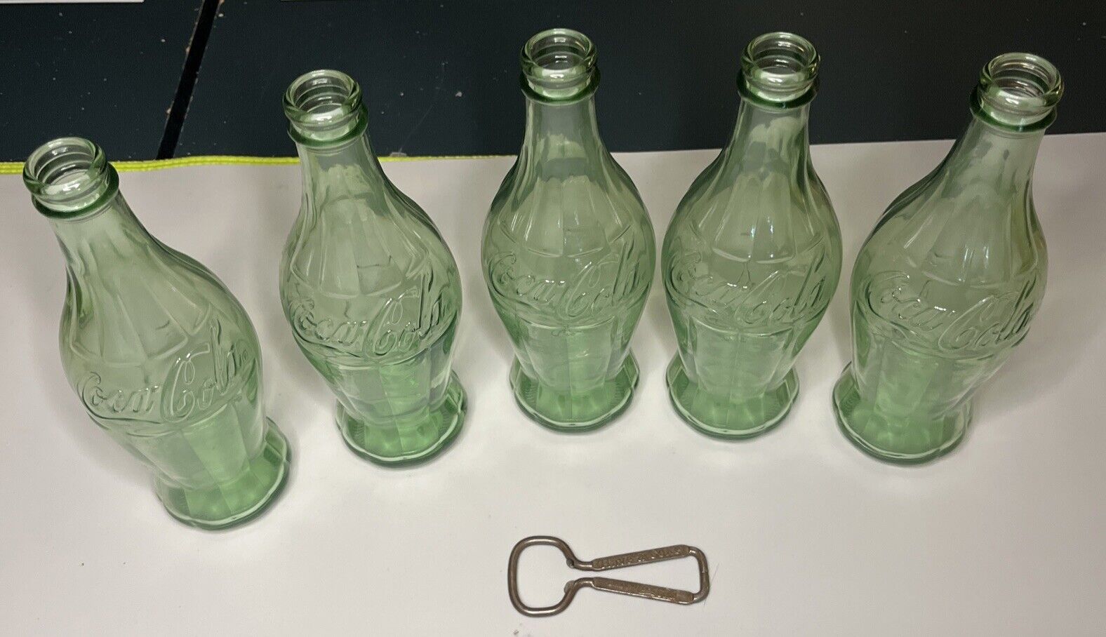 5 - 125 YEARS OPEN HAPPINESS  Coca Cola Bottles w/ Vintage Bottle Opener