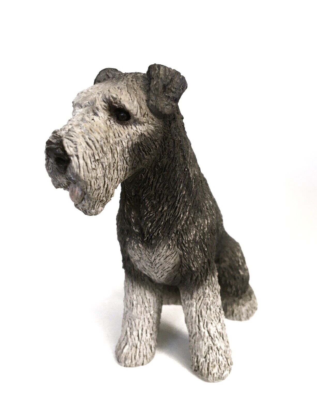 Vintage Sandicast Grey Airedale Terrier Signed by Sandra Brue 4.5” Tall