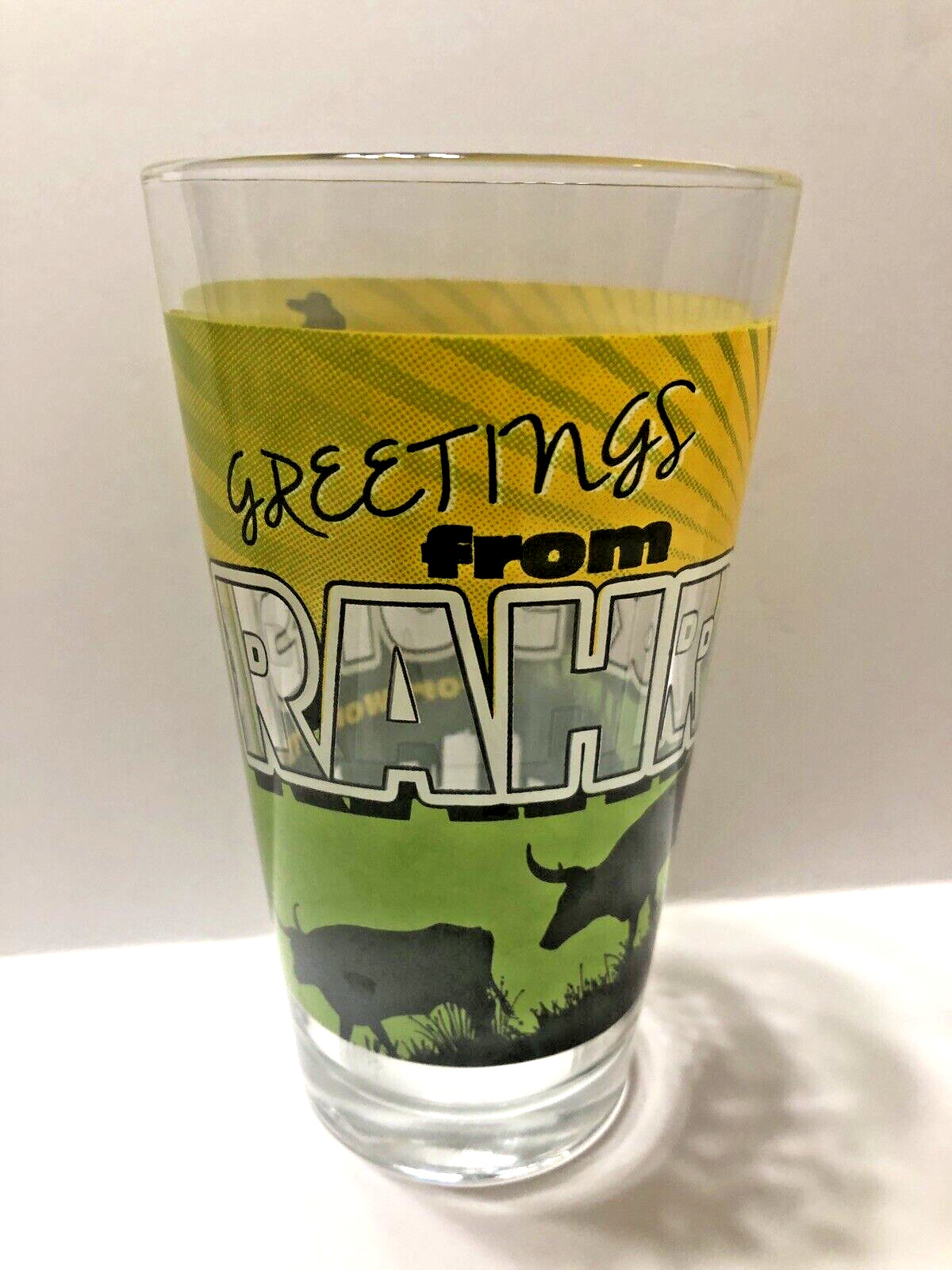RAHR & SONS BREWERY ~ GREETINGS FROM FORT WORTH TEXAS ~ PINT BEER GLASS - RARE