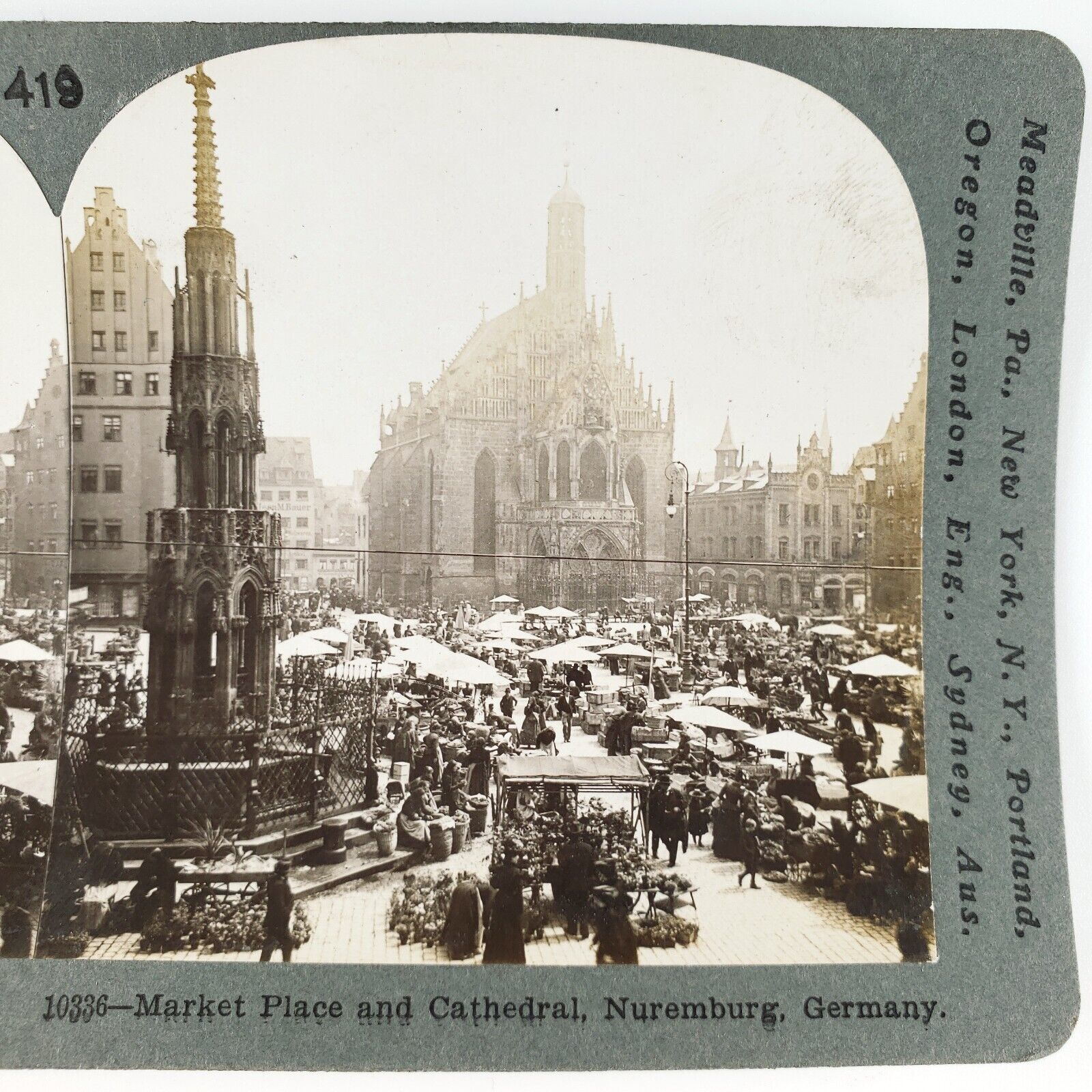 Market Place Nuremberg Germany Stereoview c1902 Cathedral Street Photo A2157