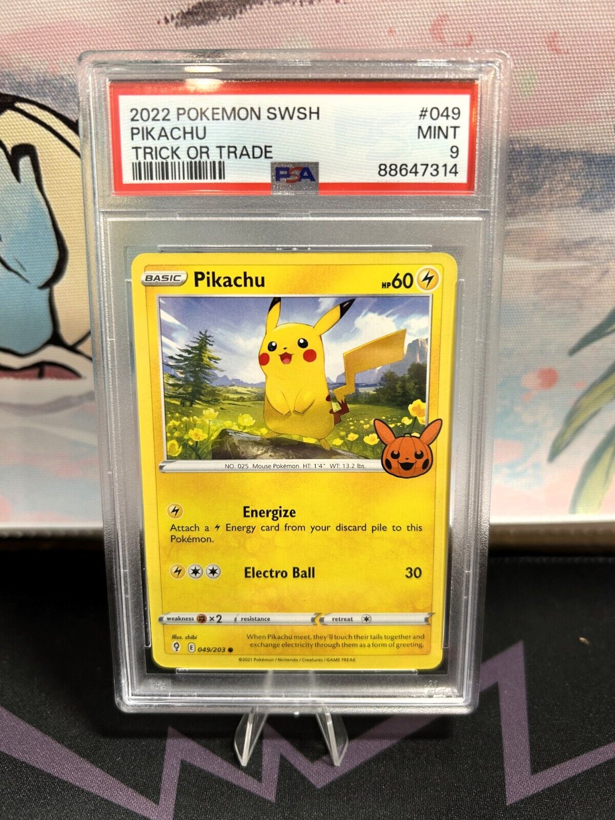 Pikachu 049/203 Common Pokemon Trick or Trade 2022 PSA Grade 9