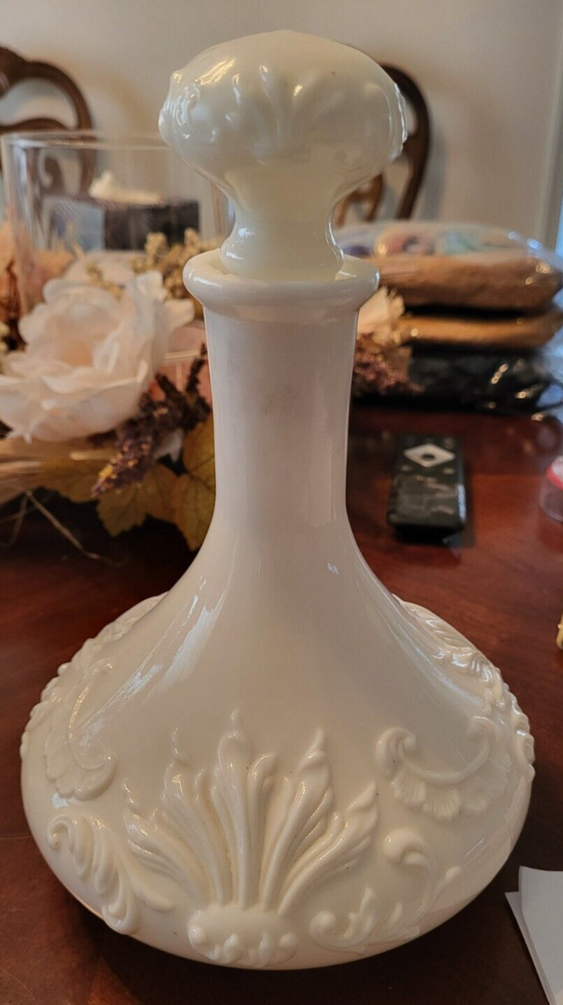 Antique Victorian Milk Glass Dresser Bottle Wine Decanter