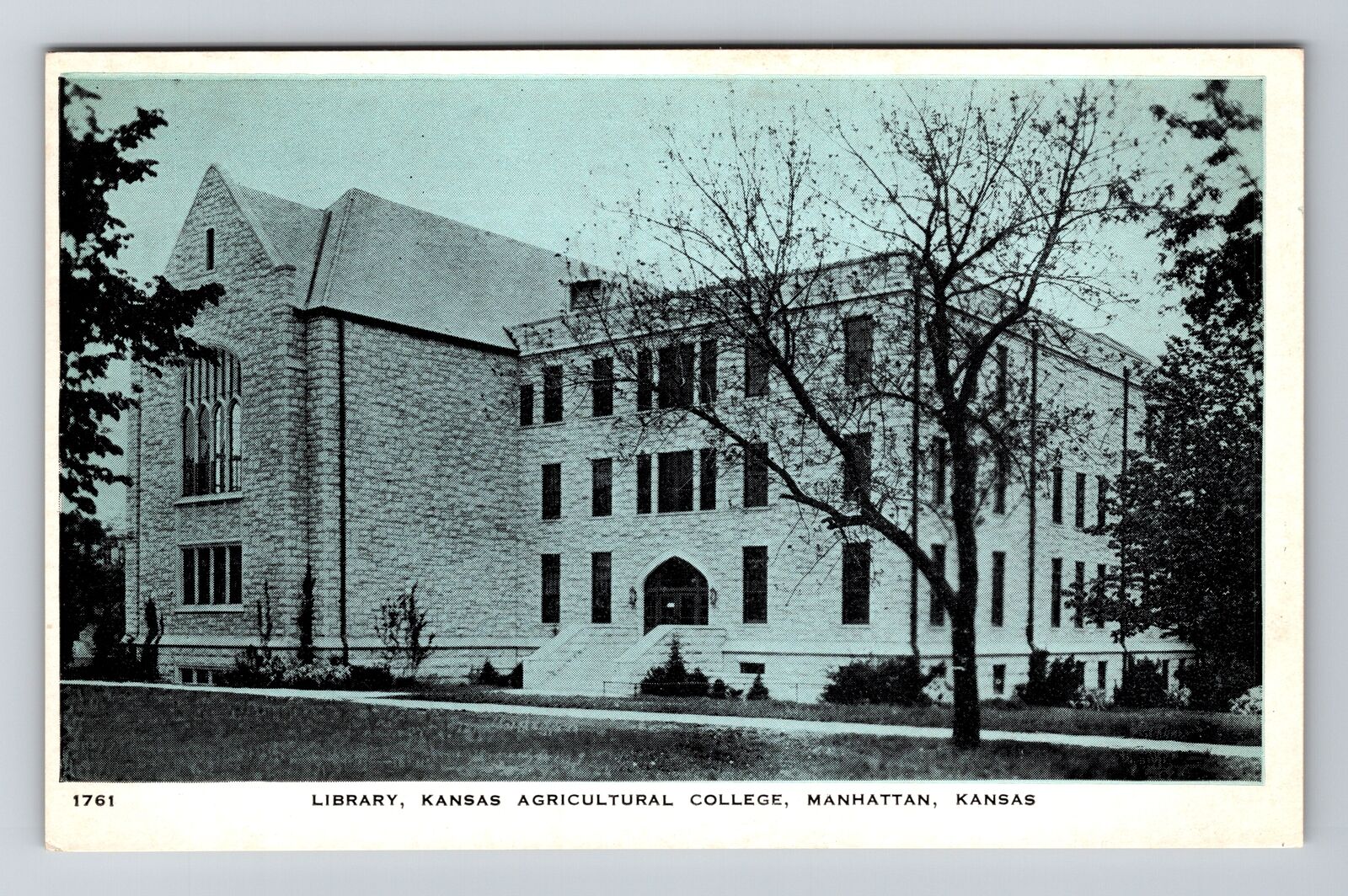 Manhattan KS-Kansas, KS Agricultural College, Library Vintage Souvenir Postcard