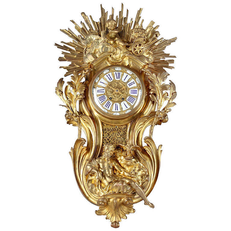 A Large 19th century French gilt Bronze Cartel Clock