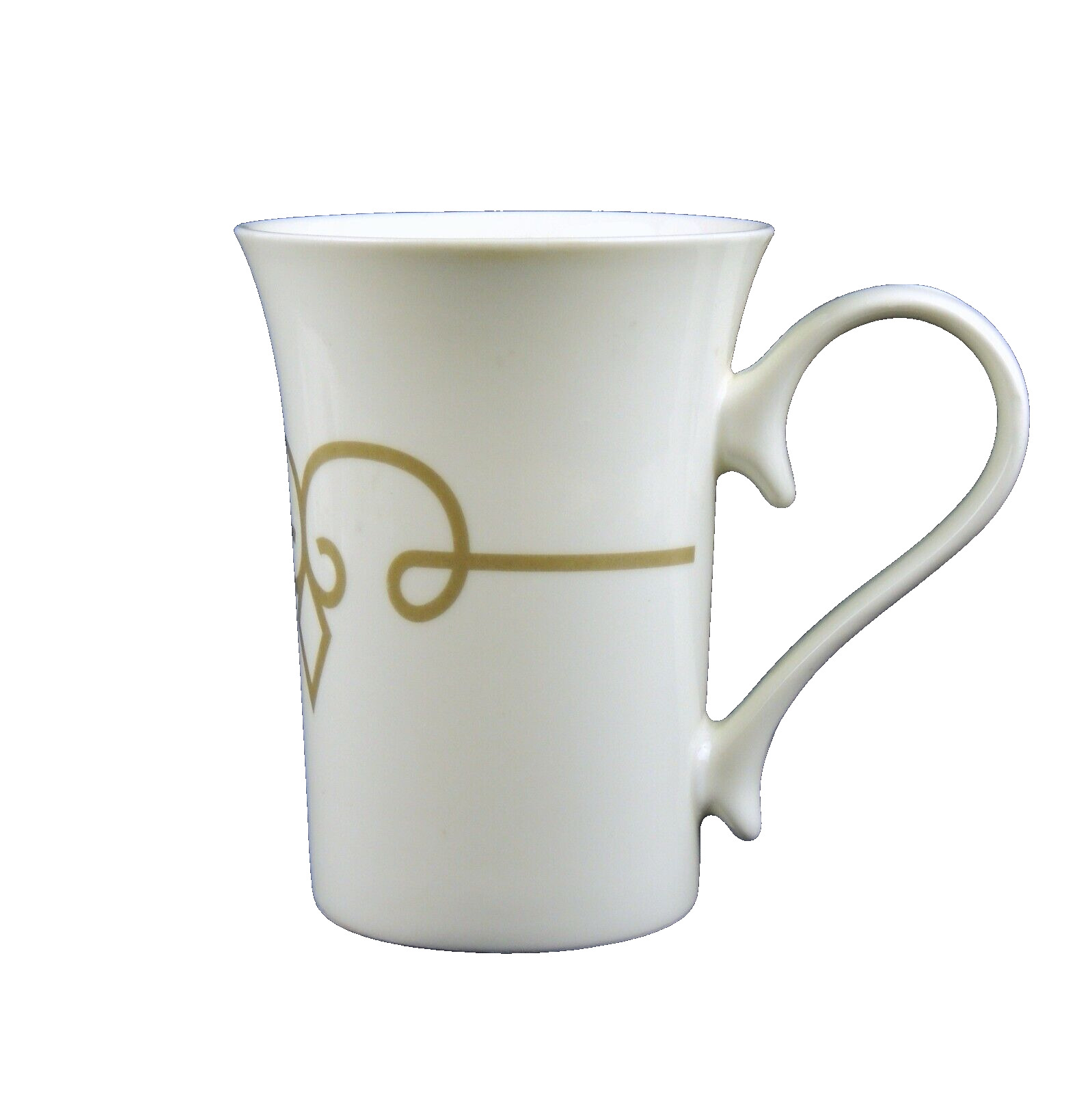 Starbucks Coffee Tall Latte Mug Fine White Porcelain 11 oz Grayish Beige Scrolls