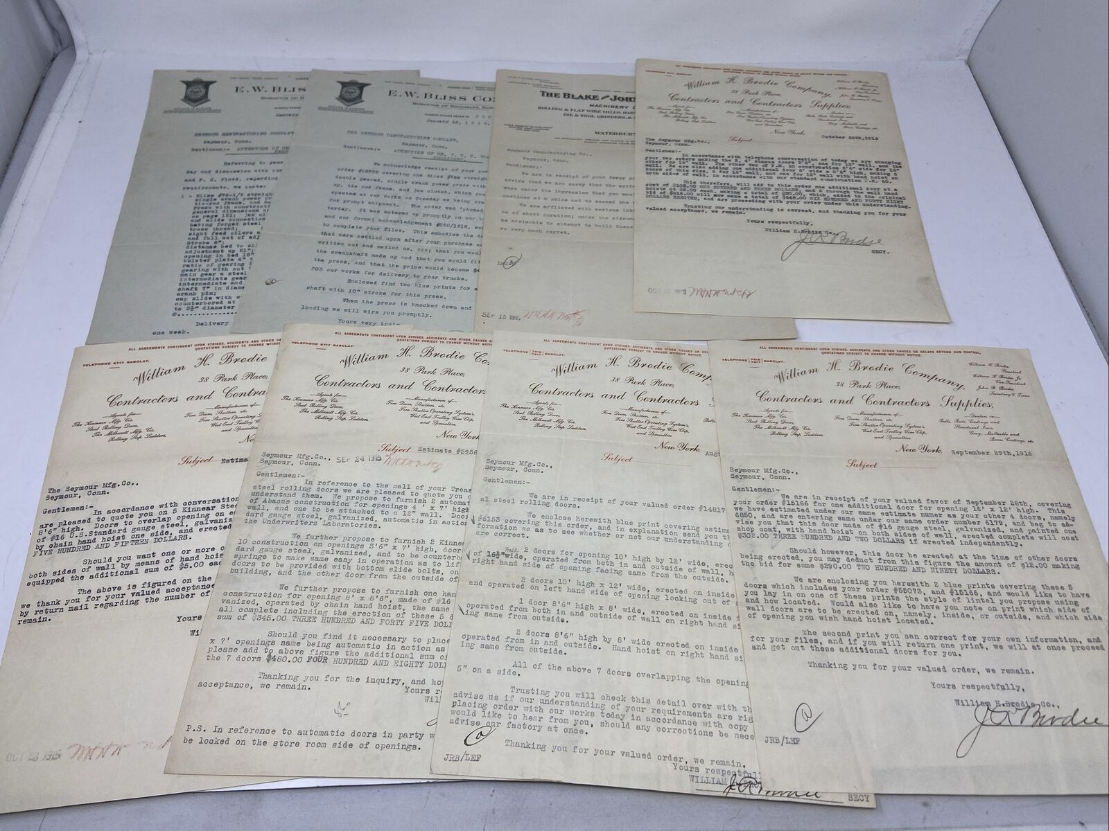 Lot of 8 1910\'s Antique Letterhead Billhead Typewritten Ephemera Crafting