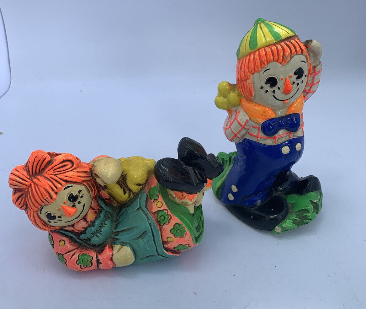 Raggedy Ann & Andy Doll Vintage Ceramic Piggy Banks Boudoir Pets