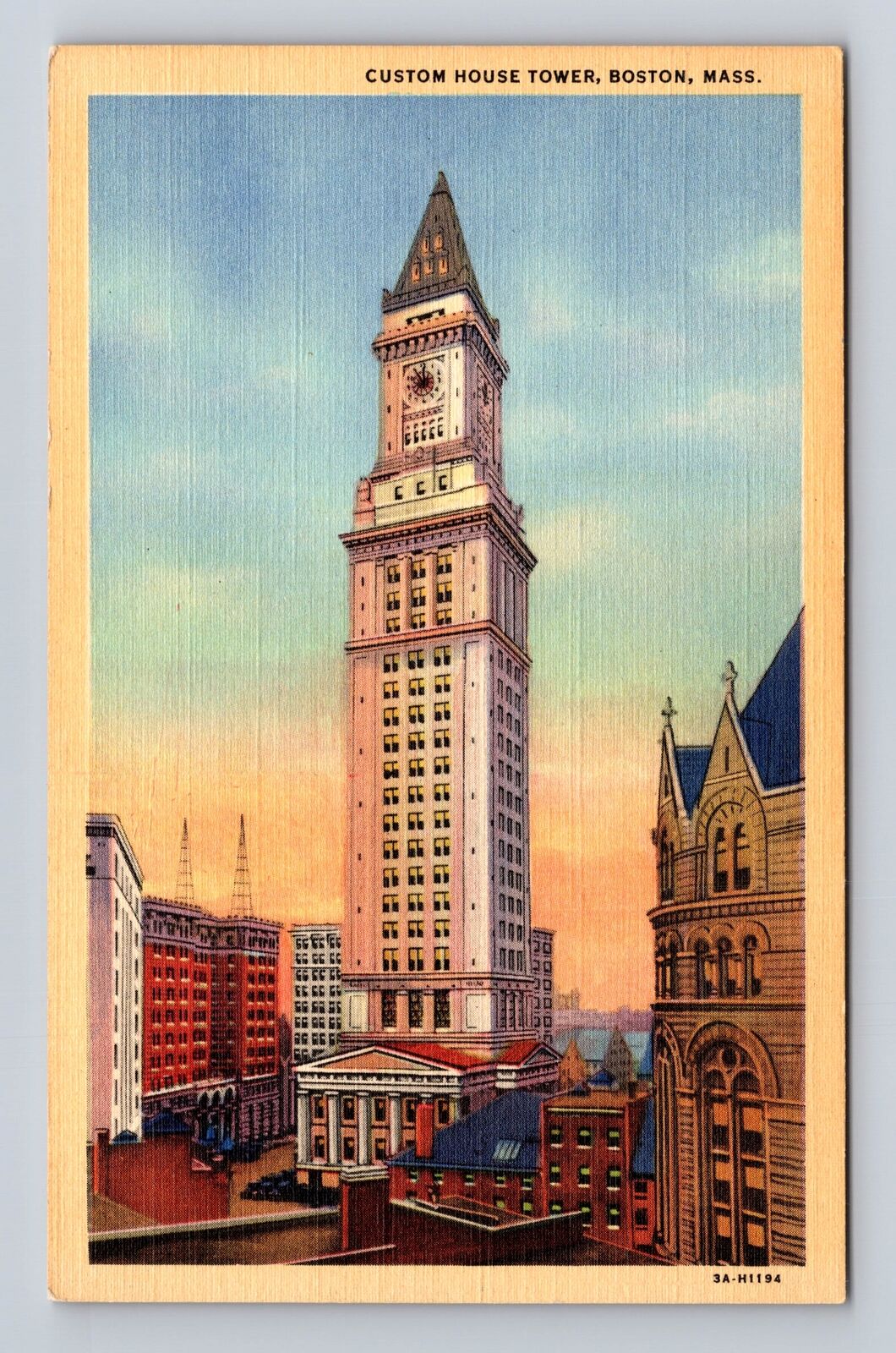Boston MA-Massachusetts, US Custom House Tower, Antique, Vintage Postcard