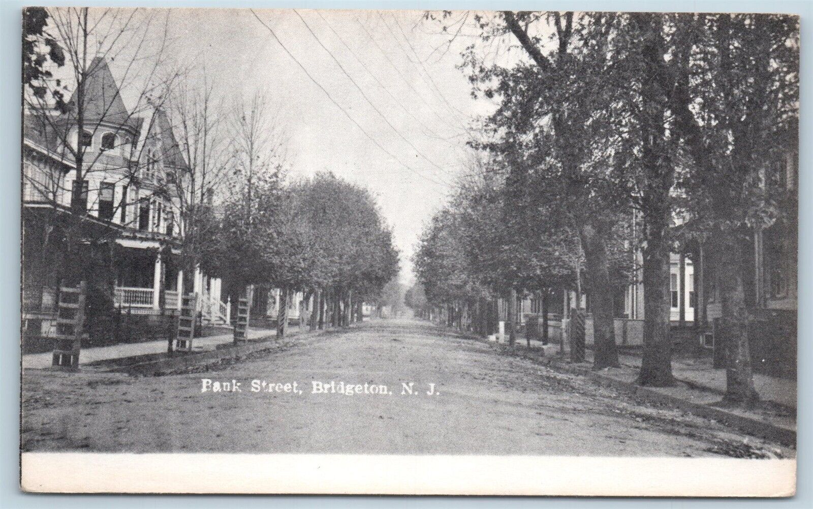 Postcard NJ Bridgeton Bank Street Dirt Street Homes c1950s Linen L20