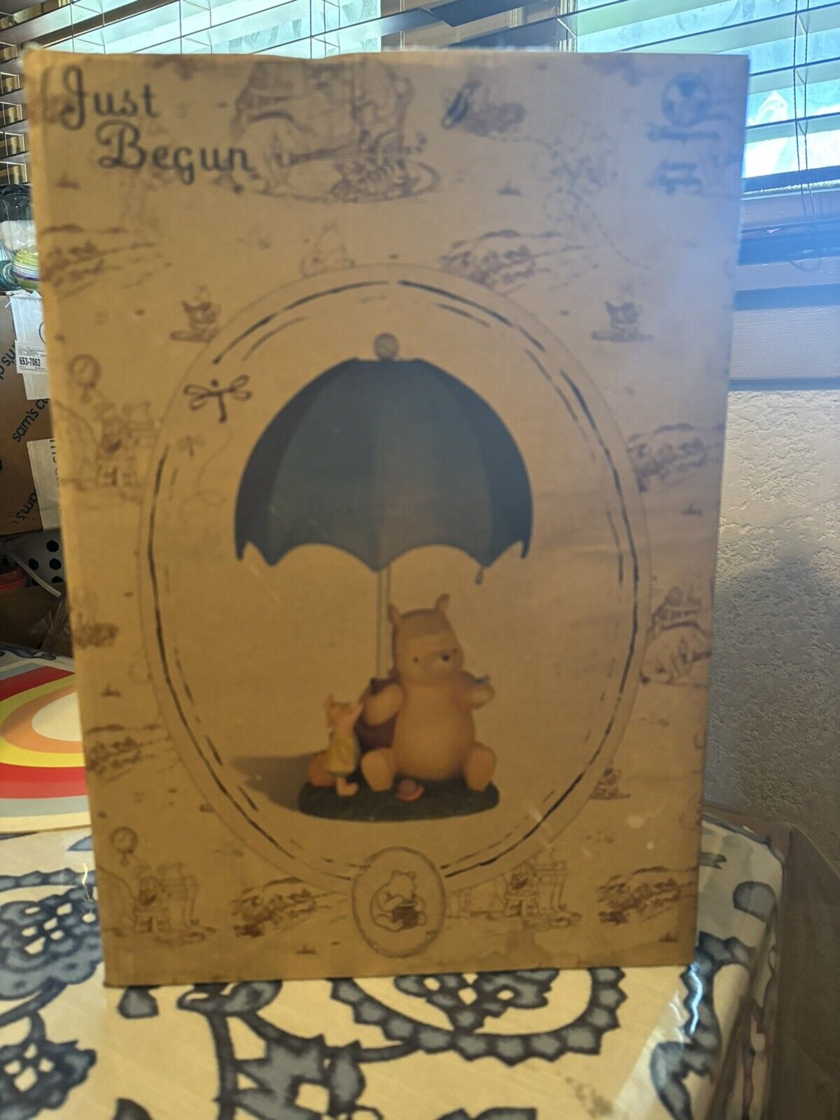 Vintage 90s Disney Winnie the Pooh & Piglet Under Umbrella Collectible Lamp.