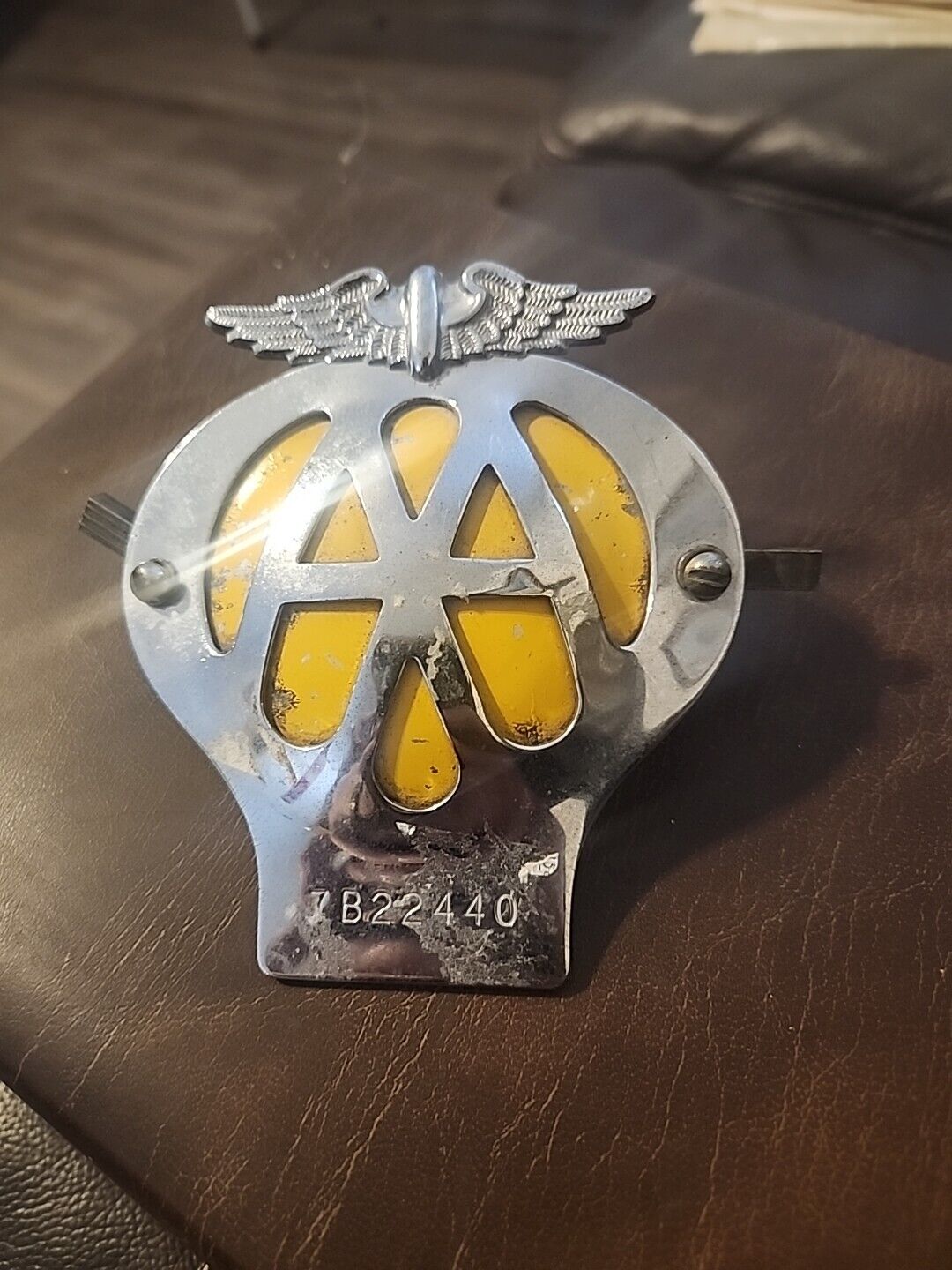 Antique British Hood Emblem Badge AA #7B22440 Auto Association Of London