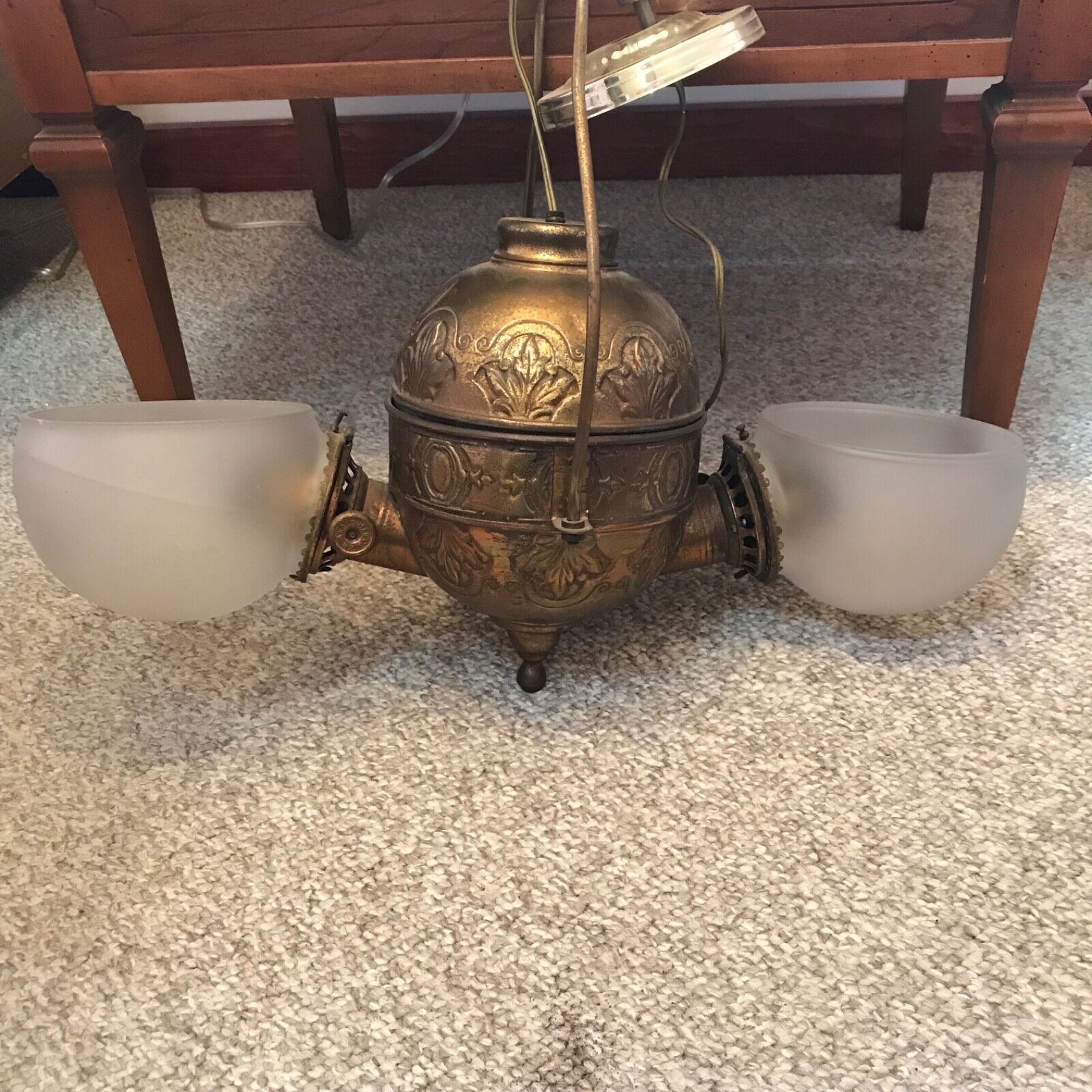 Antique Double Angle Lamp,  ANGLE MFG CO NY, electrified