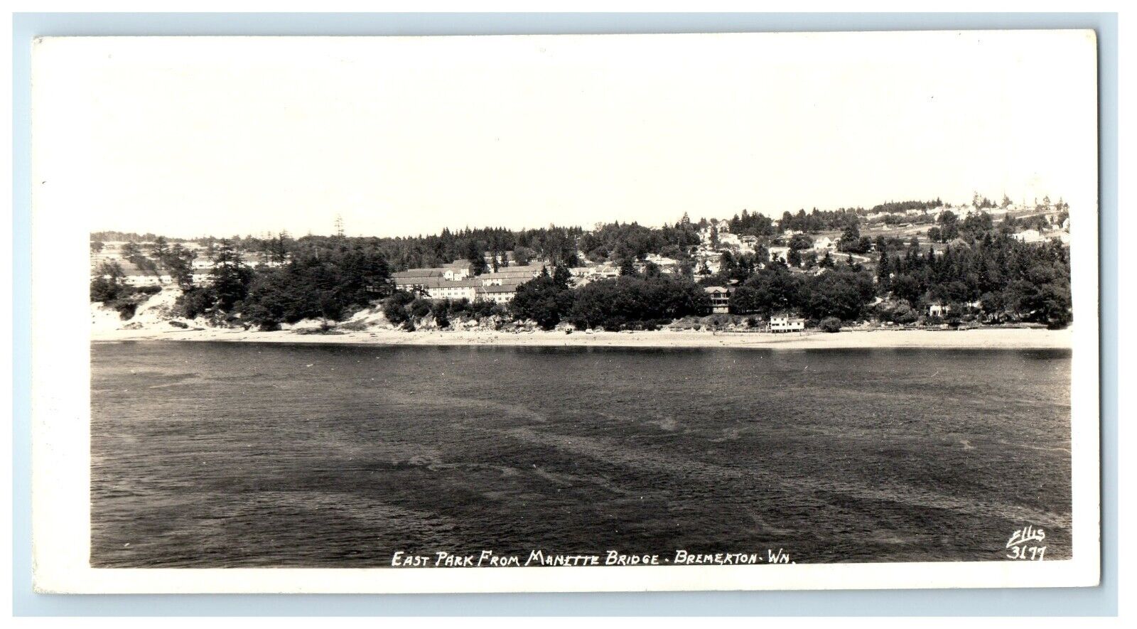 c1940's East Park From Manette Bridge Bremerton WA RPPC Photo Ellis Postcard